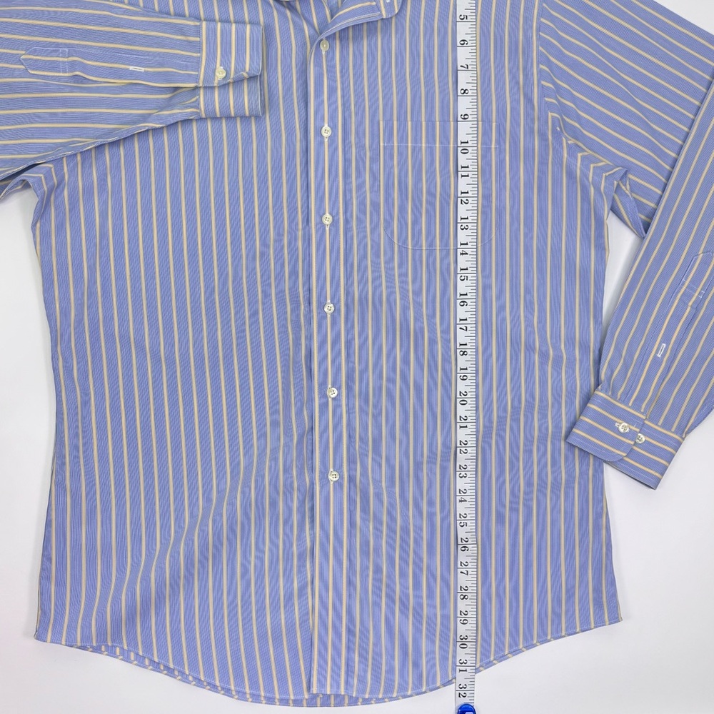 Brooks Brothers Supima Cotton Blue and Yellow Striped Button Down Shirt - Picture 5 of 8